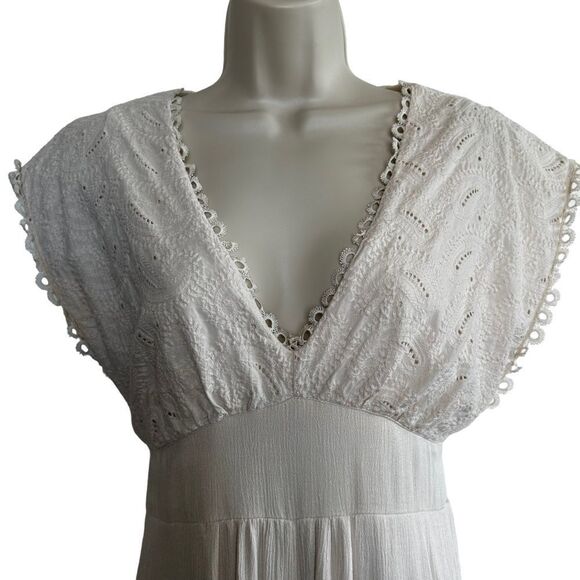 Mahina ~ Ivory Jumpsuit~lightweight gauze like fabric~broidered bodice ~ size M - Picture 2 of 14